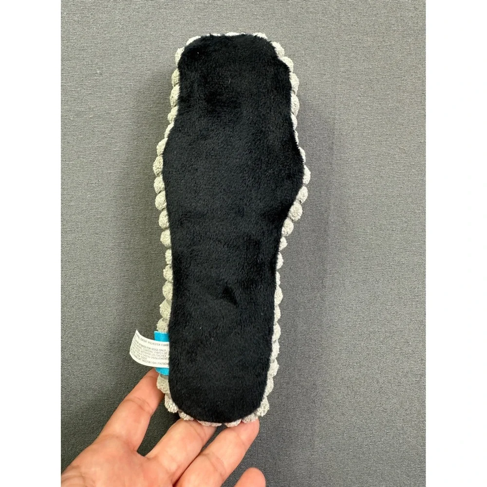 BarkBox Petlicks Remote Control Plush Squeaker Dog Toy Black‎ Grey Corduroy Side